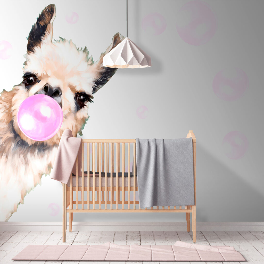 A llama blowing a bubble A llama blowing a bubble