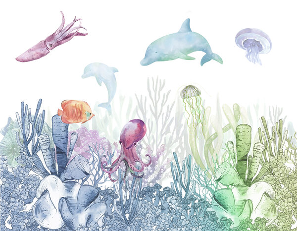 A watercolor of a sea life