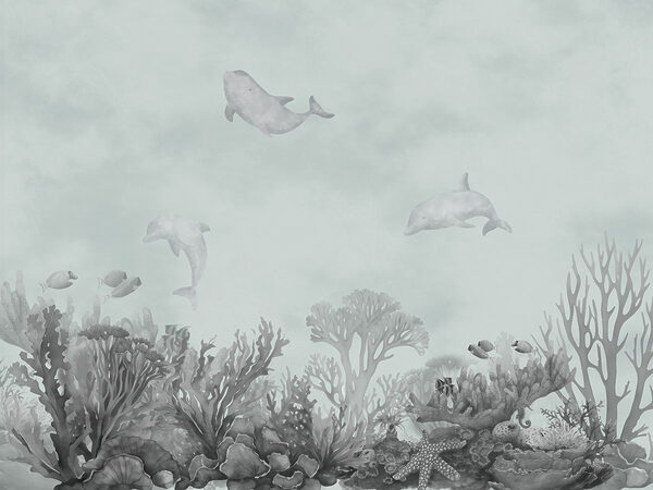 A group of dolphins swimming in the ocean A group of dolphins swimming in the ocean