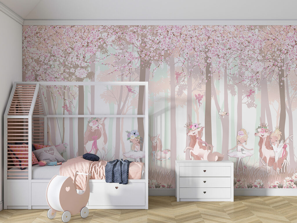 A wallpaper with a group of unicorns and fairies A wallpaper with a group of unicorns and fairies