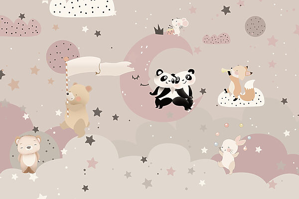A cartoon of animals on the moon A cartoon of animals on the moon