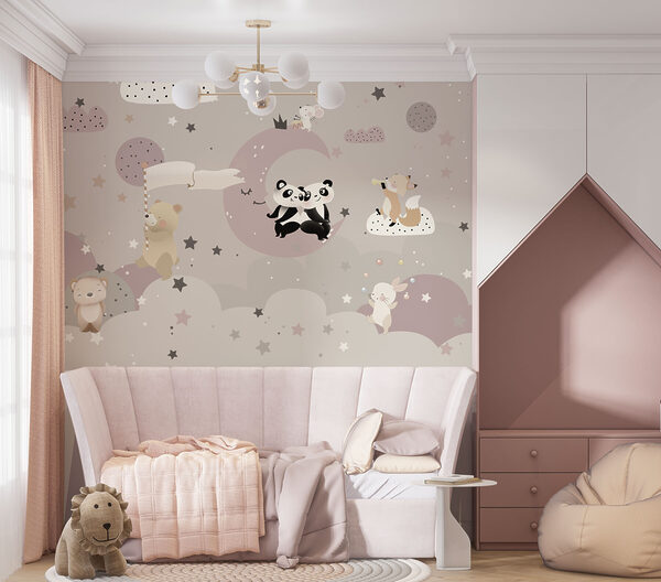 A cartoon of animals on the moon A cartoon of animals on the moon
