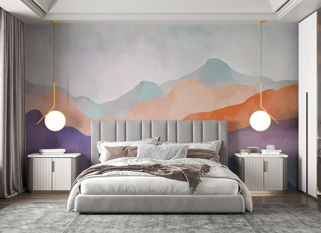 A watercolor painting of mountains A watercolor painting of mountains
