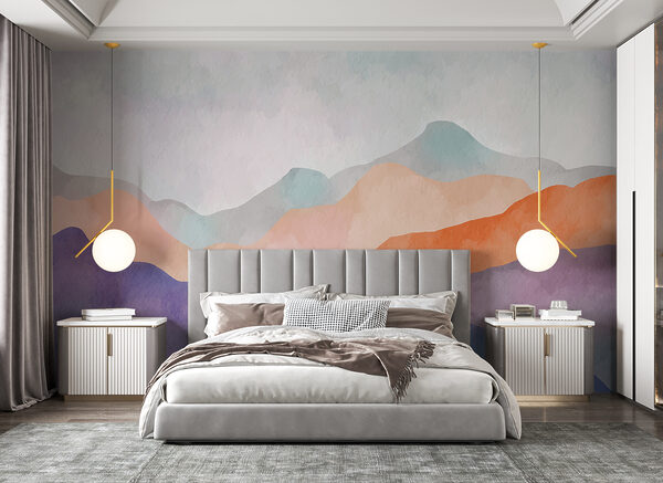 A watercolor painting of mountains A watercolor painting of mountains