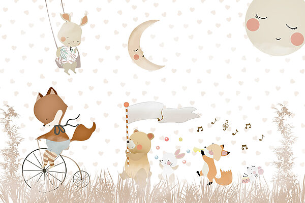 A wallpaper with animals and moon u99000p 600x400 - A wallpaper with animals and moon