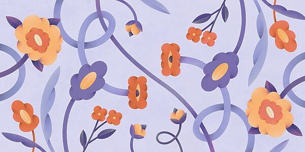 A purple and orange flowers and vines A purple and orange flowers and vines