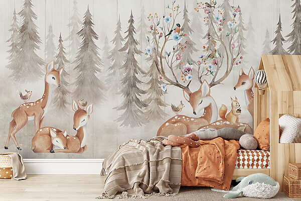 A group of deer with a group of baby deer A group of deer with a group of baby deer