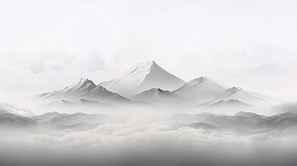 A mountain range with clouds A mountain range with clouds