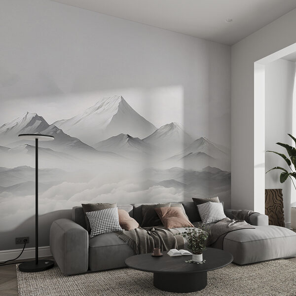 A mountain range with clouds A mountain range with clouds