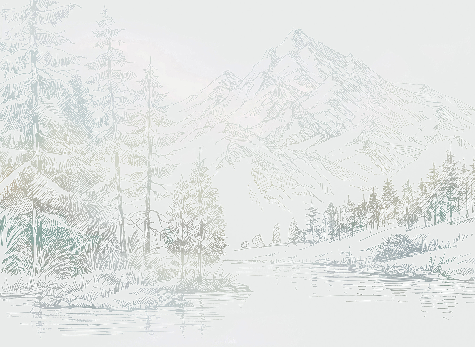 A river with trees and mountains in the background A river with trees and mountains in the background
