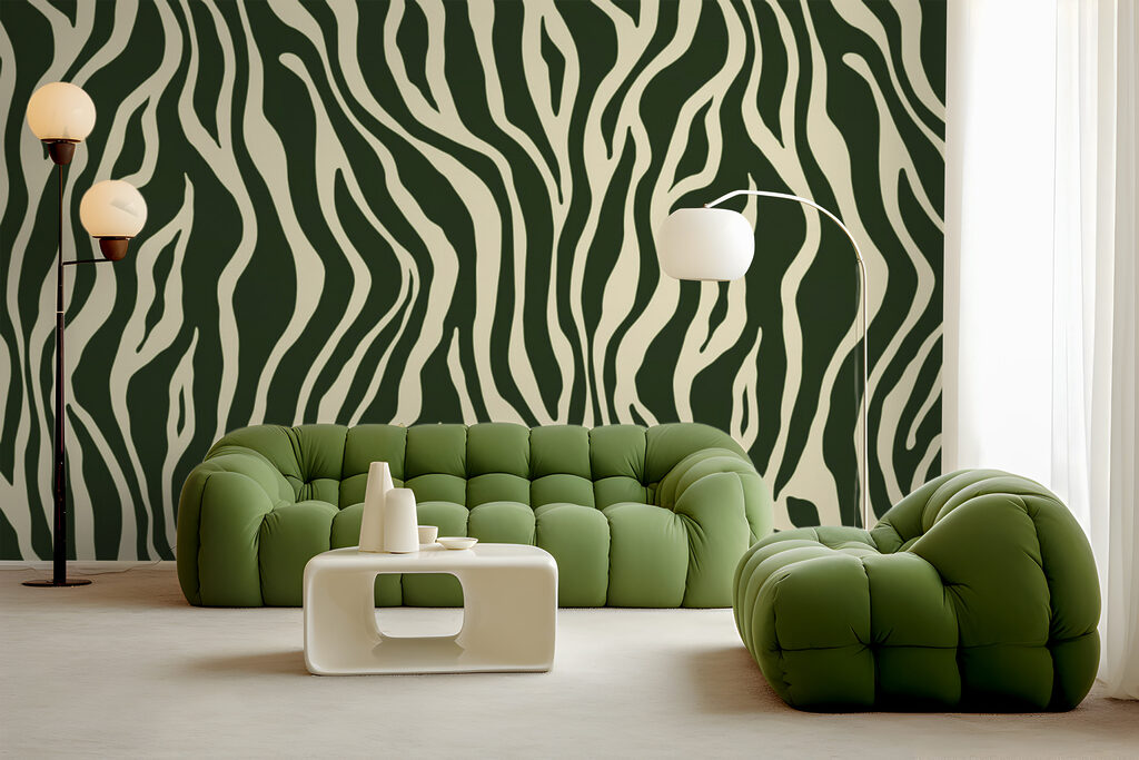 A green and white zebra print