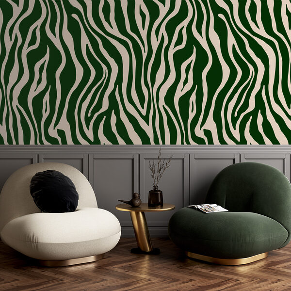A green and white zebra print A green and white zebra print