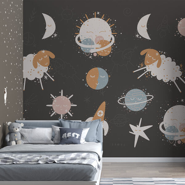 A group of cartoon images of planets and stars A group of cartoon images of planets and stars