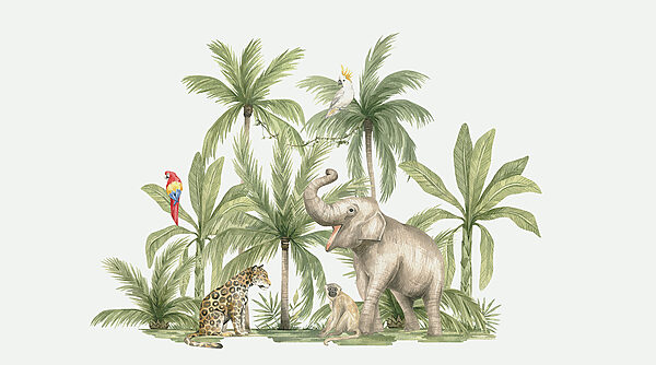 A group of animals in a jungle A group of animals in a jungle
