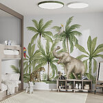 Wall murals A group of animals in a jungle