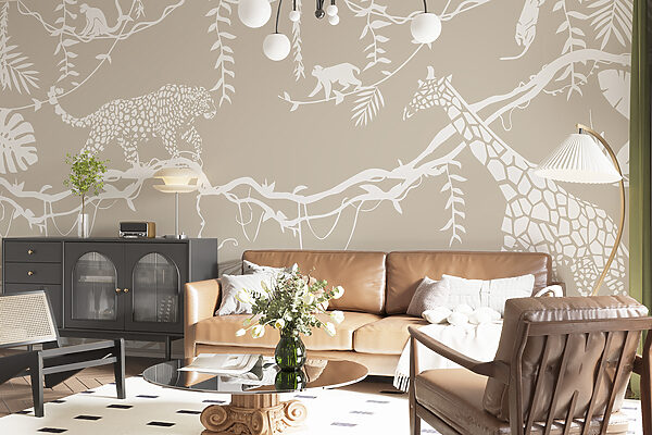 A wallpaper with animals and plants w00087pig8r 600x400 - A wallpaper with animals and plants