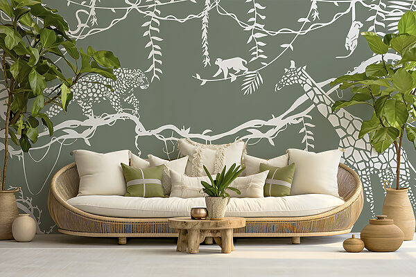 A wallpaper with animals and plants A wallpaper with animals and plants
