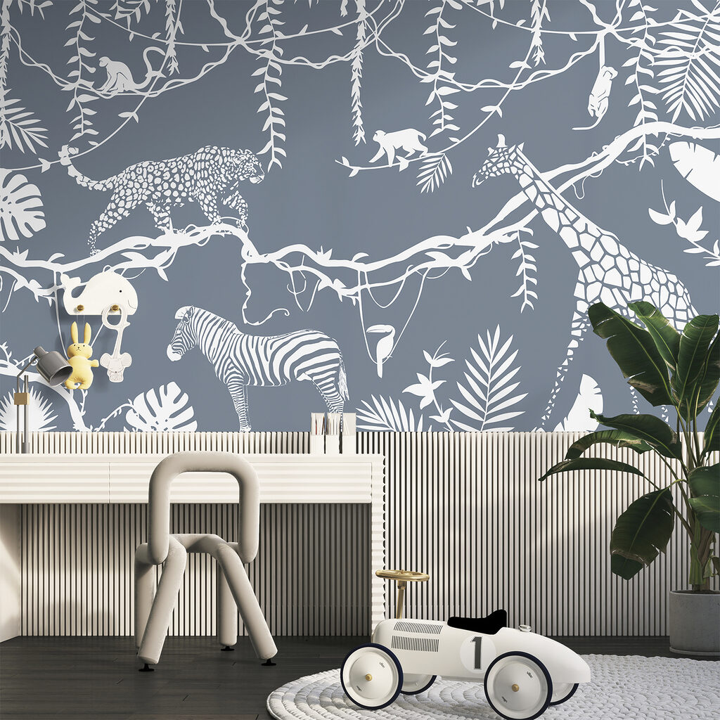 A wallpaper with animals and plants