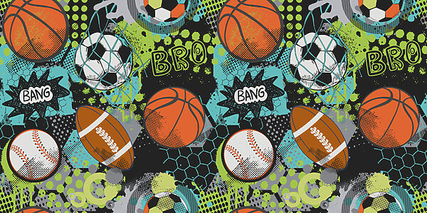 A pattern of sports balls A pattern of sports balls
