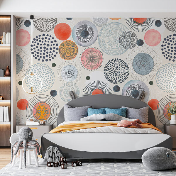 A pattern of colorful circles and dots A pattern of colorful circles and dots