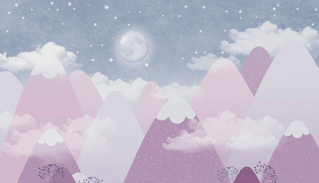 A moon over mountains and clouds A moon over mountains and clouds