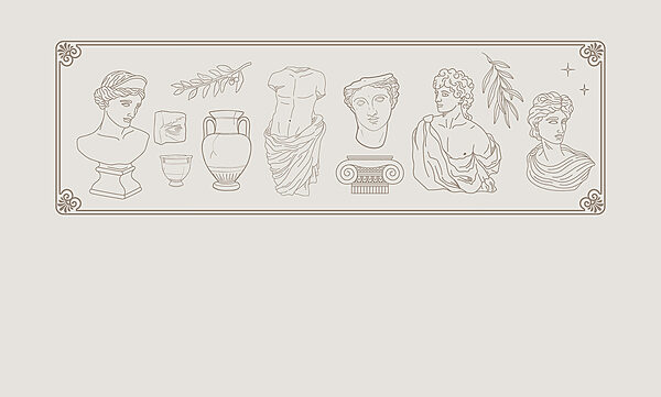 A line art of ancient statues A line art of ancient statues