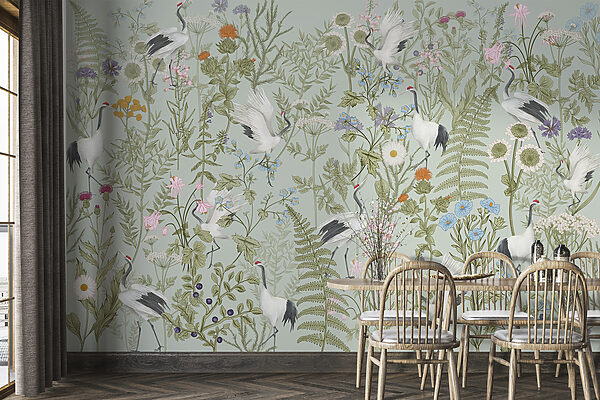 A wallpaper with birds and plants A wallpaper with birds and plants