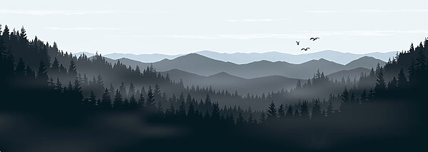 A landscape of mountains and trees A landscape of mountains and trees