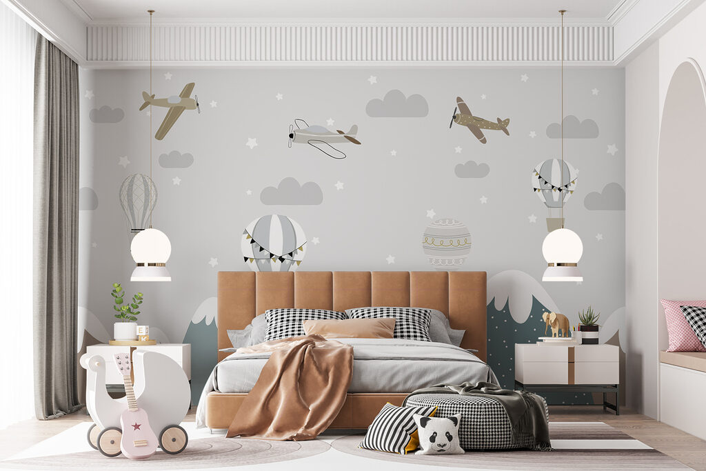 A wallpaper with mountains and airplanes A wallpaper with mountains and airplanes