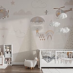 Wall murals A wallpaper with mountains and airplanes