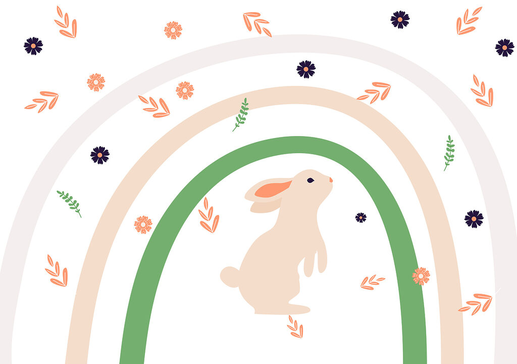 A rabbit and rainbow with flowers w00485v1p 1024x720 - A rabbit and rainbow with flowers - tegory