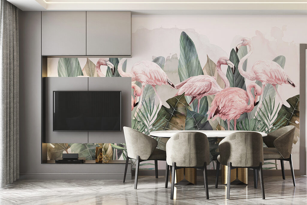 A group of pink flamingos and leaves w00505v1pig65mr 1024x683 - A group of pink flamingos and leaves - tegory