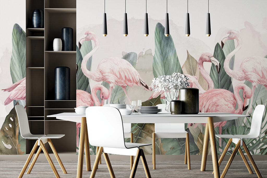 A group of pink flamingos and leaves w00505v1piq45r 1024x683 - A group of pink flamingos and leaves - tegory