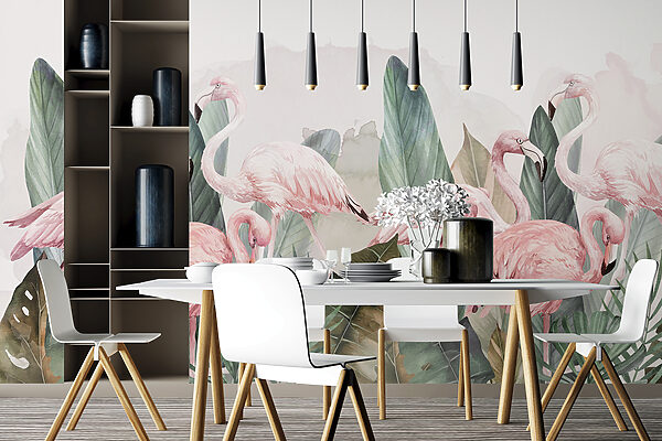 A group of pink flamingos and leaves w00505v1piq45r 600x400 - A group of pink flamingos and leaves - tegory