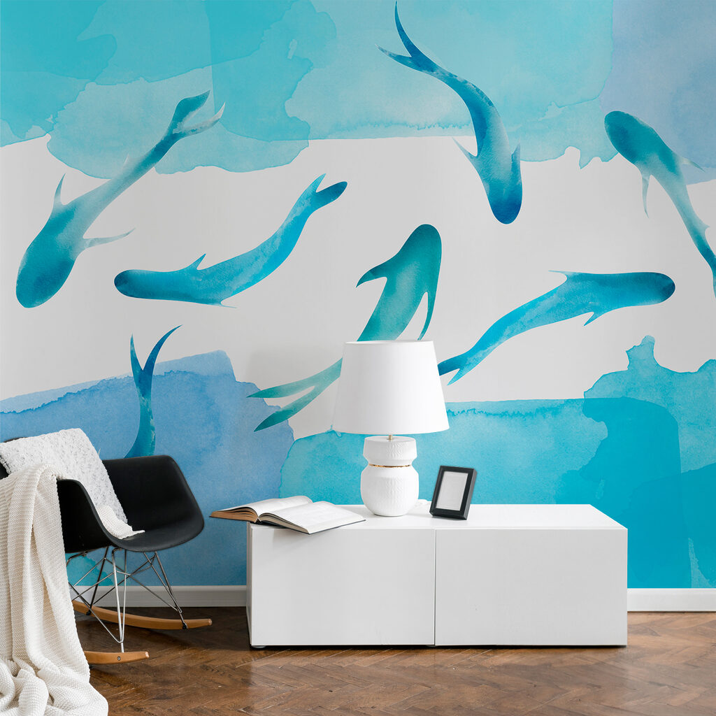 A group of blue fish swimming in water w00513pig1ms 1024x1024 - A group of blue fish swimming in water - tegory