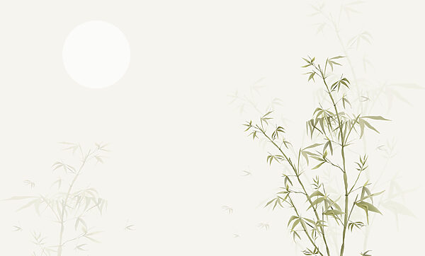 A bamboo branches with leaves and a sun w00547p 600x362 - A bamboo branches with leaves and a sun - tegory