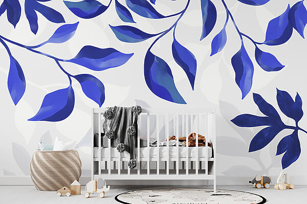 Blue leaves on a white background w00589pir4r 600x400 - Blue leaves on a white background - tegory
