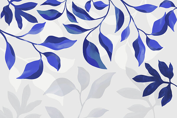 Blue leaves on a white background w00589p 600x400 - Blue leaves on a white background - tegory
