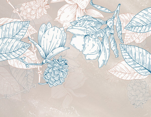 A drawing of flowers and leaves A drawing of flowers and leaves