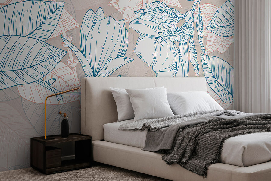 A drawing of flowers and leaves A drawing of flowers and leaves