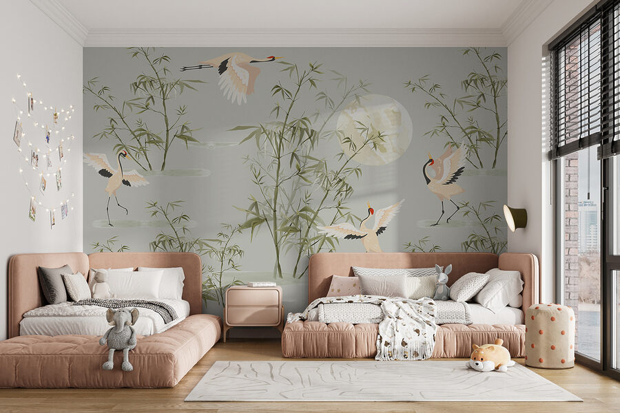 A wallpaper with birds and bamboo w00520pir16mr 900x600 - A wallpaper with birds and bamboo - tegory