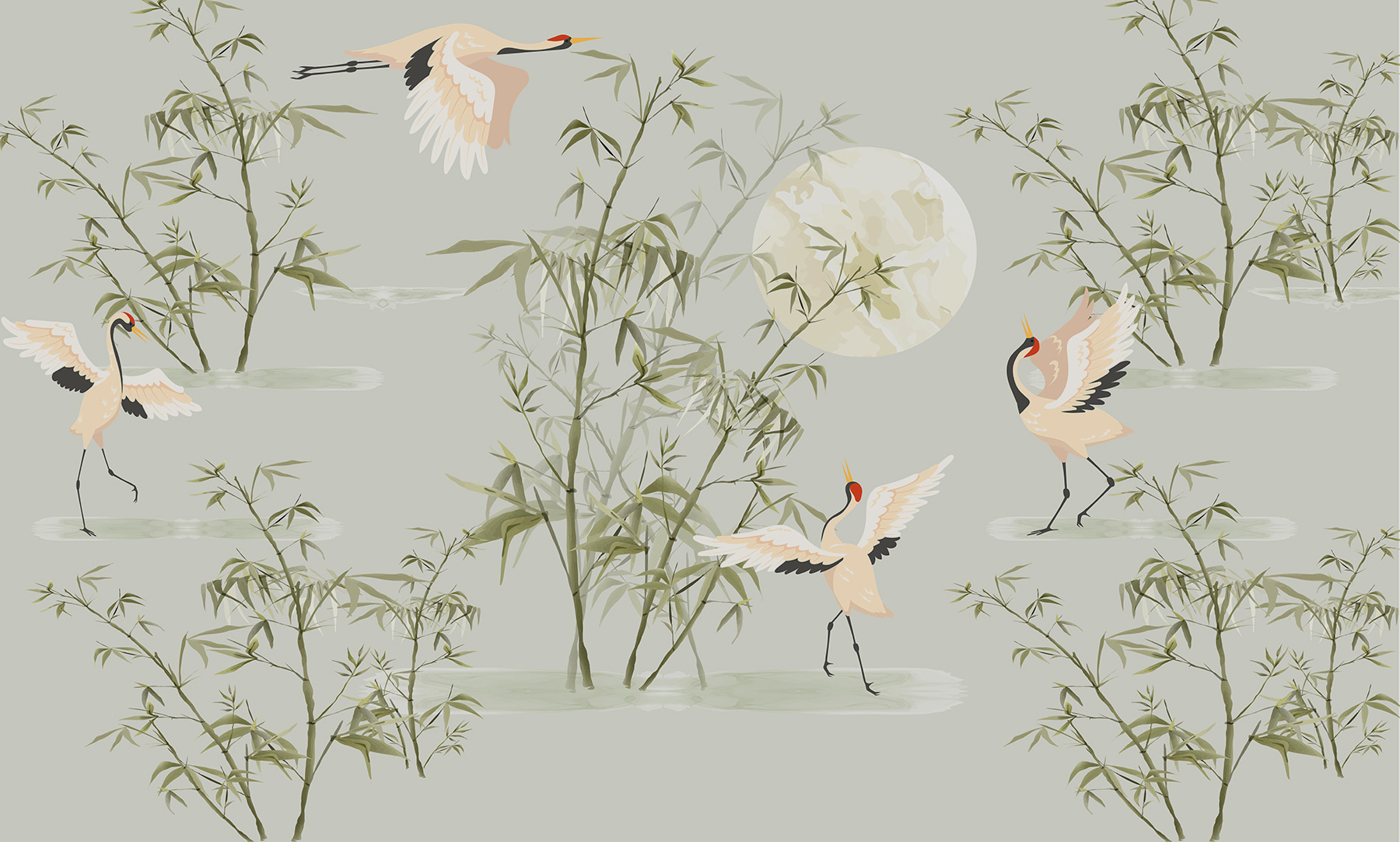A wallpaper with birds and bamboo w00520p - A wallpaper with birds and bamboo - tegory