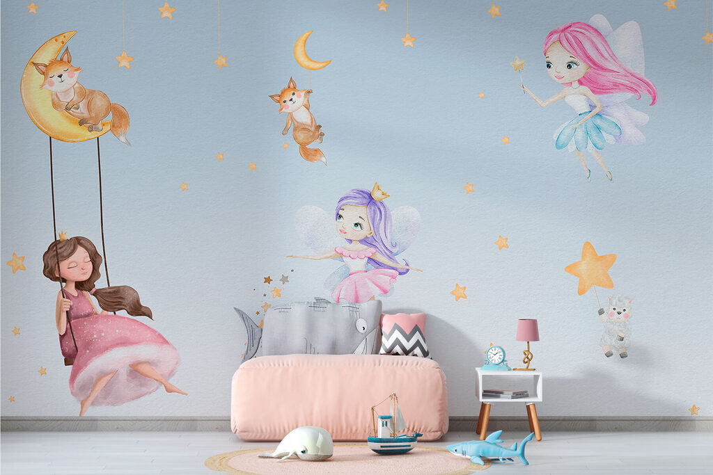 w00621pir576mr 1024x683 - A wall mural of fairies and animals - tegory
