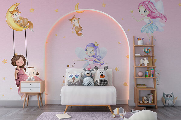 w00621v1pir55r 600x400 - A wall mural of fairies and animals - tegory