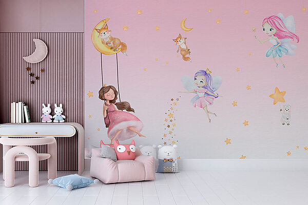 w00621v1pir5r 600x400 - A wall mural of fairies and animals - tegory