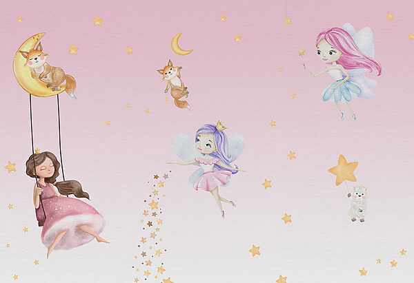 w00621v1p 600x411 - A wall mural of fairies and animals - tegory