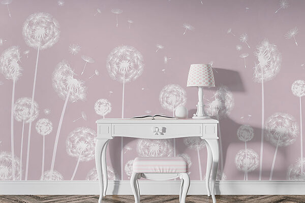 Wall murals A white dandelions flying in the air Wall murals A white dandelions flying in the air