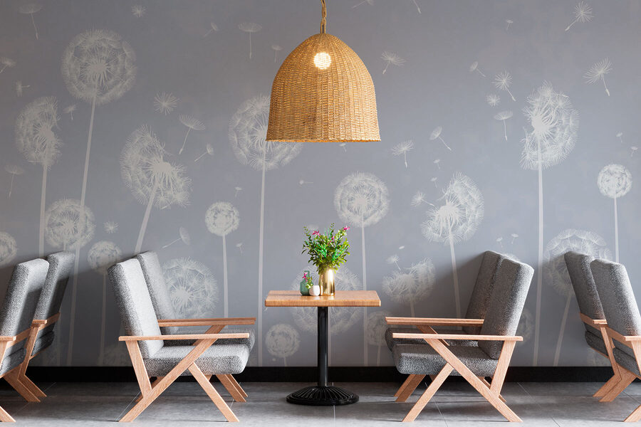Wall murals A white dandelions flying in the air