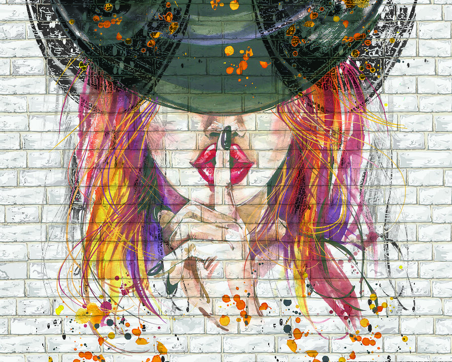 Painting of a woman with a hat Painting of a woman with a hat