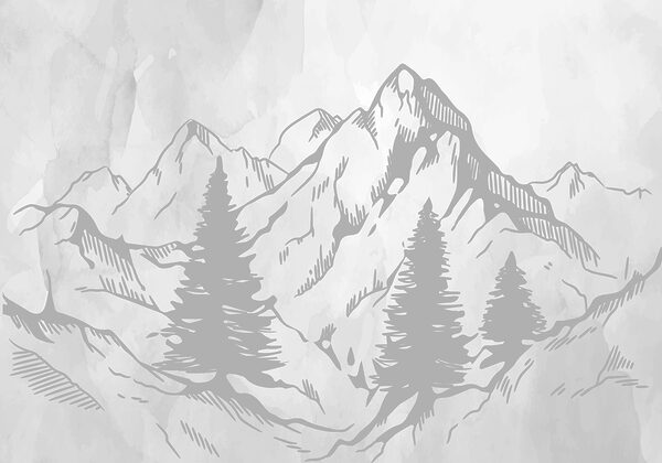 A drawing of a mountain range A drawing of a mountain range